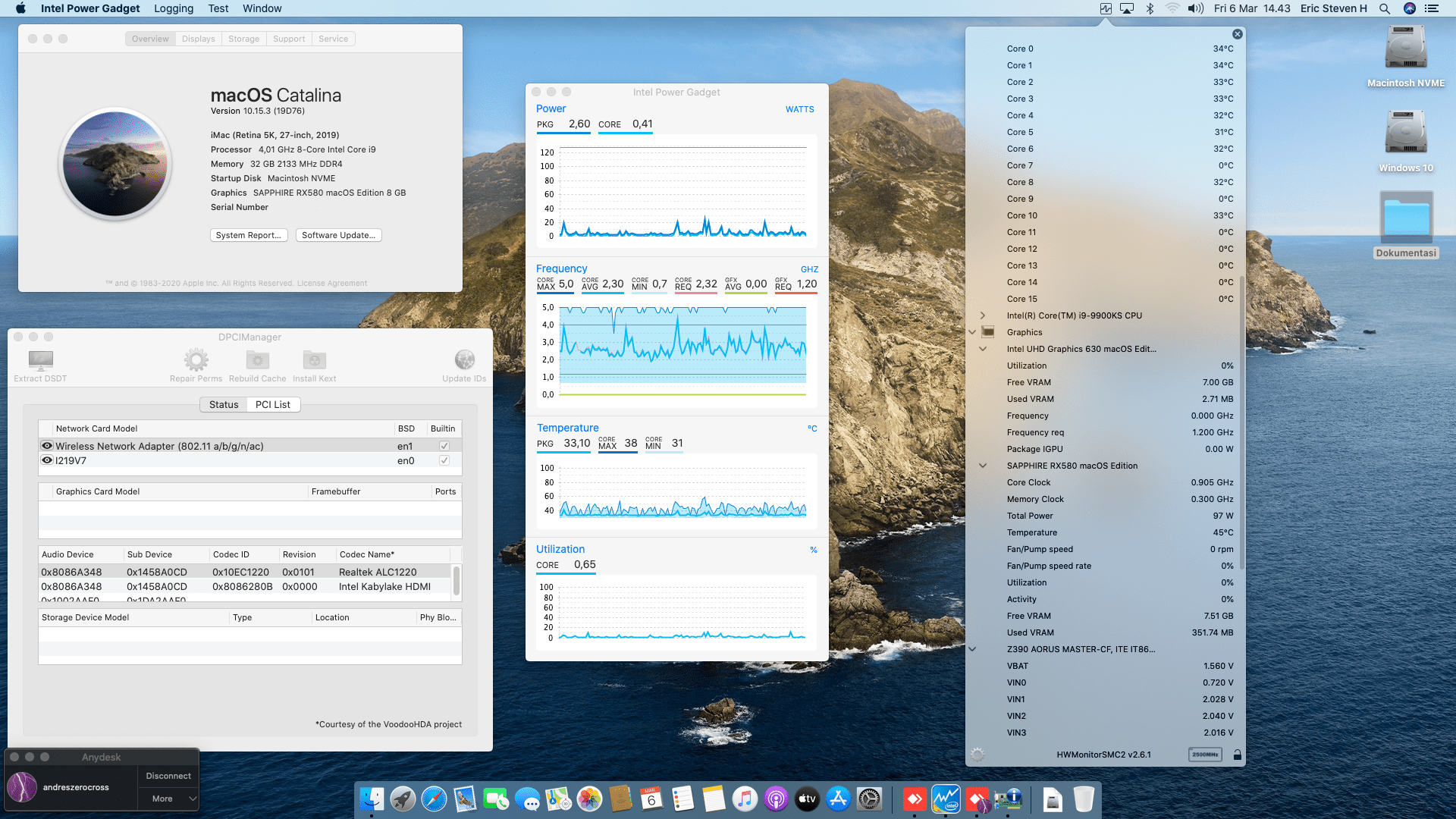 Success Hackintosh macOS Catalina 10.15.3 Build 19D76 in Gigabyte Z390 Aorus Master + Intel Core i9 9900KS + Sapphire RX 580
